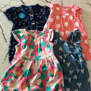 Carters girls 12 months romper & dresses bundle